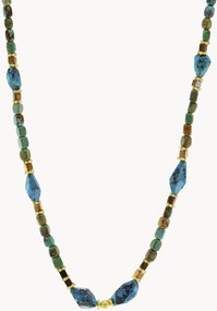 Collana placcata in oro con turchese e ematite Neo