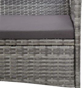 Set Divani da Giardino 4 pz con Cuscini in Polyrattan Grigio