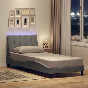 Giroletto Senza Materasso Grigio Chiaro 90x190 Cm Tessuto /