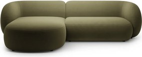 Divano angolare verde (con penisola a sinistra/con chaise lounge) con rivestimento in velluto Kate – Micadoni