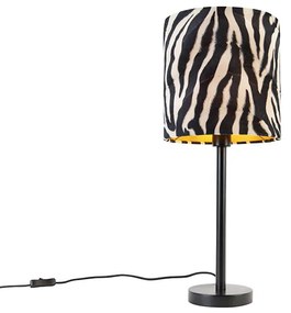 Lampada da tavolo moderna nera con paralume a zebre 25 cm - Simplo