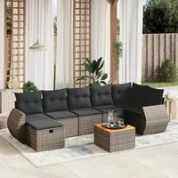 Set Divano da Giardino 8 pz con Cuscini Grigio in Polyrattancod mxl 89898