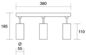 Lampada parete/soffitto isyluce orientabile alluminio bianco 380x55x185 3xgu10