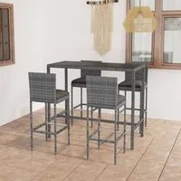 Set da Bar da Giardino 5 pz con Cuscini in Polyrattan Grigio cod mxl 40631