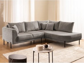 Divano angolare grigio tortora (con penisola a destra/a L) con rivestimento in ciniglia Mauris – Ropez