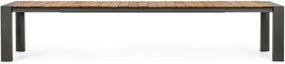 Tavolo Da Esterno In Alluminio Piano In Teak Allungabile 110x253/384 Cm Cameron Antracite Bizzotto