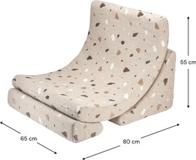 Poltrona per bambini marrone chiaro con rivestimento in bouclé e ciniglia Terrazzo Moon – Wigiwama