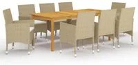 Set da Pranzo da Giardino 9 pz Beige