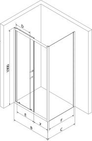 Mexen Apia cabina doccia scorrevole 100 x 80 cm, trasparente, nero - 840-100-080-70-00