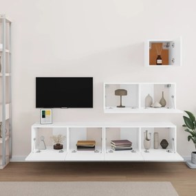 Set di mobili porta tv 4 pz bianco in legno multistrato