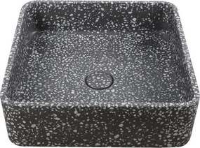Lavabo da appoggio quadrato con finitura terrazzo nero | KTERI-400N - KAMALU