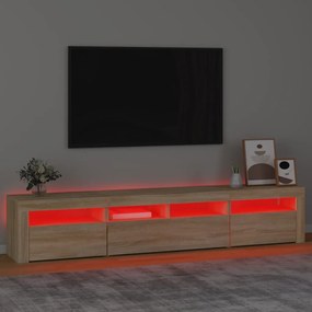 Mobile Porta TV con Luci LED Rovere Sonoma 210x35x40 cm