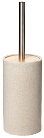 Portascopino bagno in resina beige con particolari in bamboo Sahara