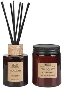 Set di candela cera di soia e diffusore di ancia profumati cioccolato DARK ELEGANCE Beliani