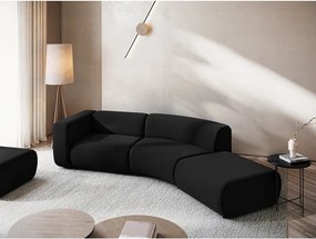 Chaise longue nera (con penisola a destra) con rivestimento in velluto Ekahi – Makamii