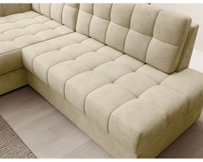 Divano angolare marrone chiaro allungabile (con penisola a sinistra/con chaise lounge) con rivestimento in velluto Blezalt – ELTAP
