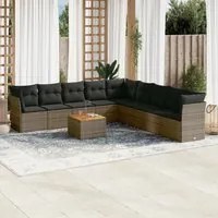 Set Divano da Giardino 10 pz con Cuscini Grigio in Polyrattancod mxl 116887