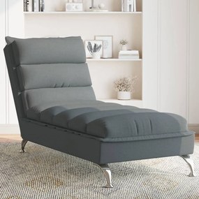 Chaise Longue Con Cuscini Grigio Scuro İn Tessuto /