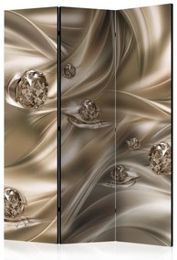 Paravento design Bacio vellutato (3 parti) - diamanti dorati su sfondo lussuoso