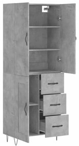 Credenza Grigio Cemento 69,5x34x180 cm in Legno Multistrato