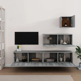 Set di mobili porta tv 4 pz grigio sonoma in legno multistrato