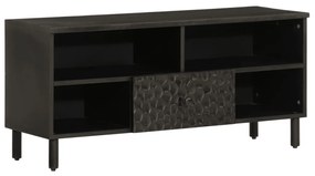 Mobile Porta Tv Nero 100x33x46 Cm İn Legno Massello Di Mango /