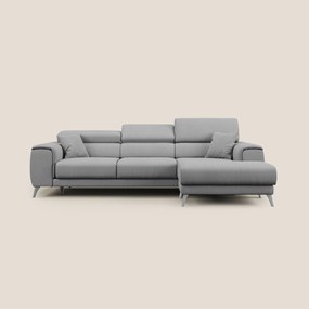 Fusion Divano angolare con sedute scorrevoli in tessuto morbido smacchiabile T05 grigio