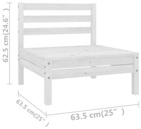 Set Divani da Giardino 5 pz Bianco in Legno Massello di Pino