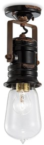 Plafoniera Industrial Minimal Urban Ferro E Ceramica Vintage Nero 1 Luce E27