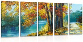 Quadri 5 pezzi – Alberi dipinti in colori autunnali