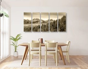 Quadri 5 pezzi – Montagne congelate in versione seppia