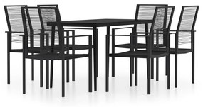 Set da pranzo da giardino 7 pz nero