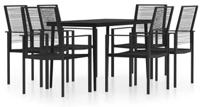 Set da pranzo da giardino 7 pz nero