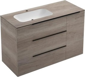 Mobile bagno da terra con lavabo L 120 x H 92 x P 51 cm rovere sable, 1 anta 3 cassetti per vasca a sinistra Solid