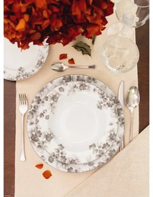 Set di 6 piattini da dessert in porcellana bianco e grigio chiaro ø 19 cm Foliage gray - Villa Altachiara