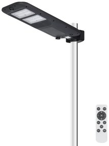 Lampione stradale Led 180W Nero con pannello solare IP65 Bianco freddo 6500K con sensore crepuscolare e di movimento Aigostar