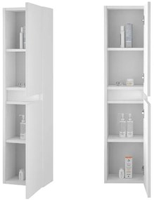 Colonna bagno sospesa 125 rovere bianco con ante reversibili Nadia