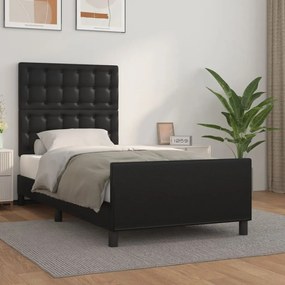 Giroletto Con Testiera Nero 90x200 Cm İn Similpelle /