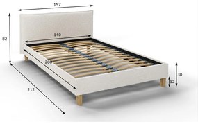 Letto matrimoniale imbottito crema con griglia 140x200 cm Tina - Ropez