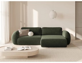 Divano angolare verde allungabile/con contenitore con rivestimento in ciniglia Tonale – Cosmopolitan Design