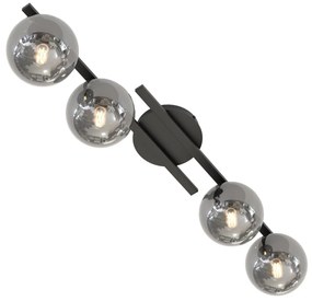 Plafoniera Moderna Nettuno Acciaio Nero 4 Luci E14 Ip20