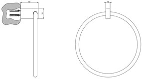 Porta Salvietta ad anello a Parete cromo Rettangolo 20909 Gessi