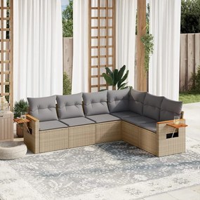 Set Divano da Giardino 6 pz con Cuscini Beige in Polyrattan