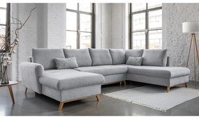 Divano letto a U grigio chiaro, angolo destro Scandic Lagom - Miuform