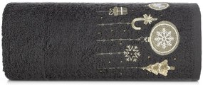 Asciugamano natalizio in cotone nero con decorazioni natalizie Larghezza: 70 cm | Lunghezza: 140 cm