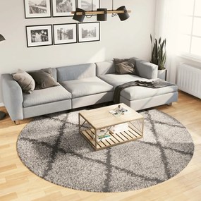 Tappeto Shaggy Pamplona A Pelo Lungo Beige E Antracite Ø 240 Cm /