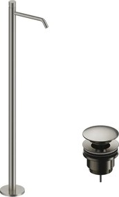 Rubinetto per lavabo centrostanza Loop K nichel spazzolato lucido SANYCCES con piletta