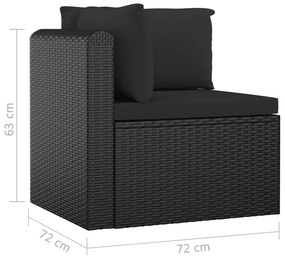 Set Divani da Giardino 7 pz con Cuscini in Polyrattan Nero