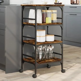Carrello Da Cucina Rovere Fumo 45x35x89,5 Cm Legno Multistrato /