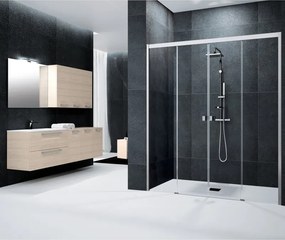Porta doccia scorrevole L 157-161 cm x H 200 cm per nicchia in vetro trasparente SP. 6 mm, profilo satinato cromo, serie Glam